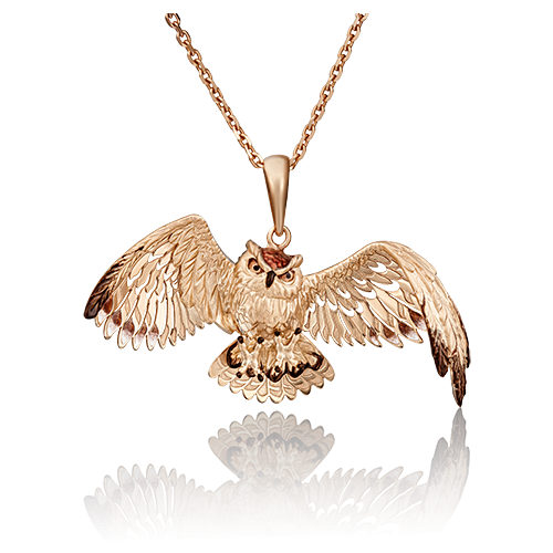 фото Подвеска "сова" из золота 585 пробы с эмалью platina jewelry