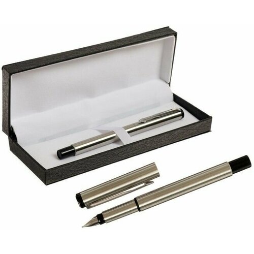 Ручка подарочная перьевая в кожзам футляре ПБ N корпус серебристый 1170₽