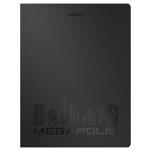 ErichKrause Папка на 4-х кольцах Megapolis А4, пластик, 24 мм, 4 шт., черный