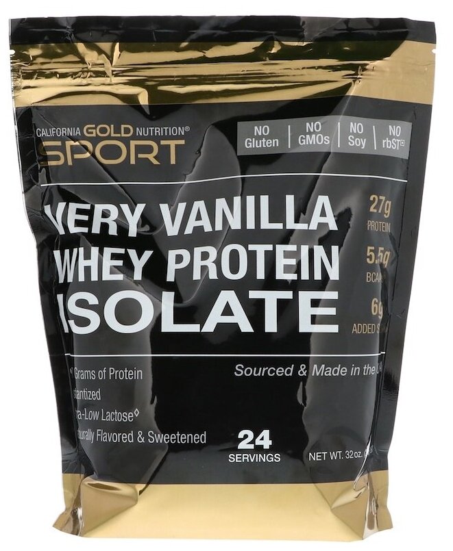 Протеин California Gold Nutrition Whey Protein Isolate, 908 гр, ваниль