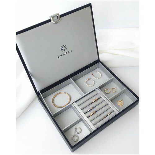 фото Органайзер shapes, дерево, 20х4.2х26 см, черный, серебряный