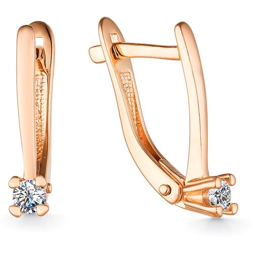 Серьги Bassco, серебро, 925 проба, золочение, фианит, золотой