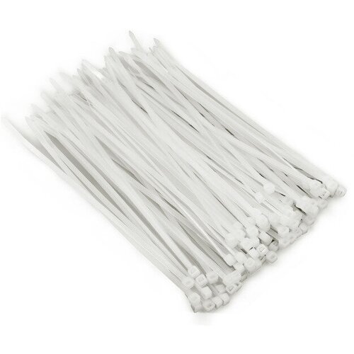Стяжки пластиковые нейлоновые 4 мм х 250 мм (белые, 100 штук), хомут прочный, кабельная стяжка