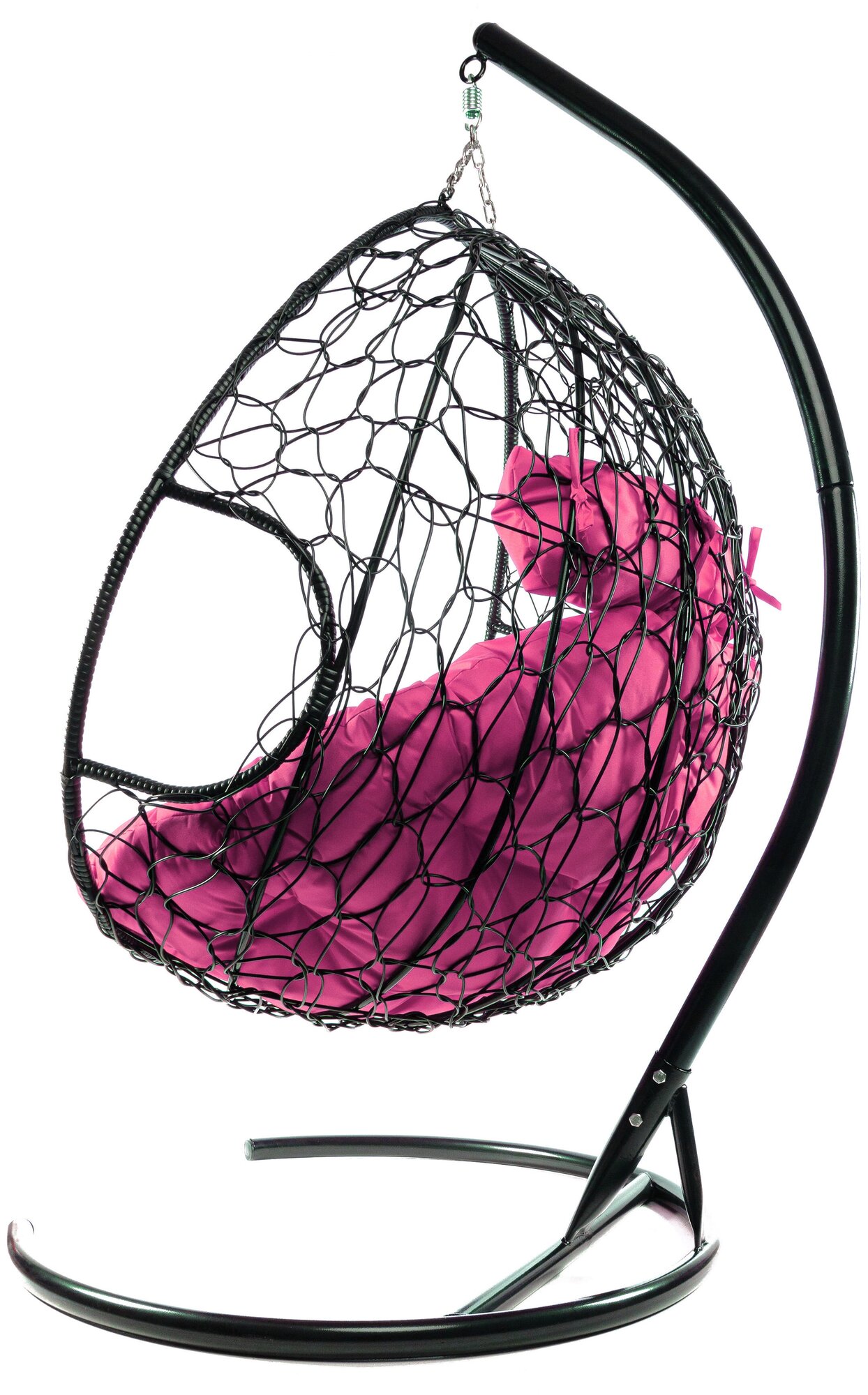 Подвесное кресло m-group для двоих чёрное, розовая подушка - фотография № 6