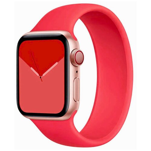 фото Силиконовый браслет для apple watch series 1, 2, 3, 4, 5, 6 и se 38-40mm и series 7 41mm / эластичный ремешок для умных смарт часов эпл вотч серии 1, 2, 3, 4, 5, 6 и се 38-40 мм и серии 7 41 мм / браслет без застежки solo loop, размер s (red) сotetci