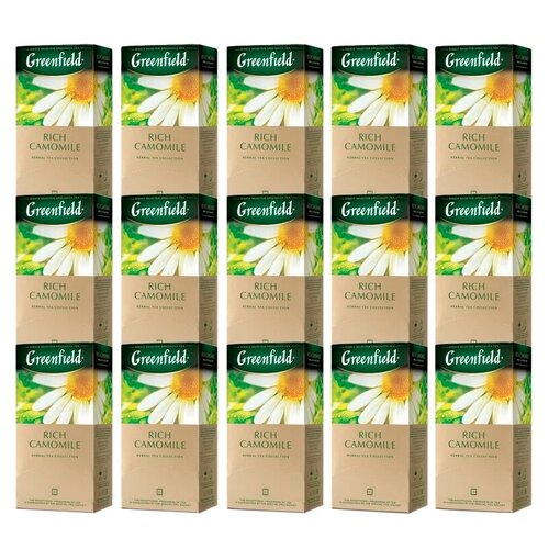 фото Чайный напиток травяной greenfield rich camomile в пакетиках набор 15 упаковок, 375 шт.
