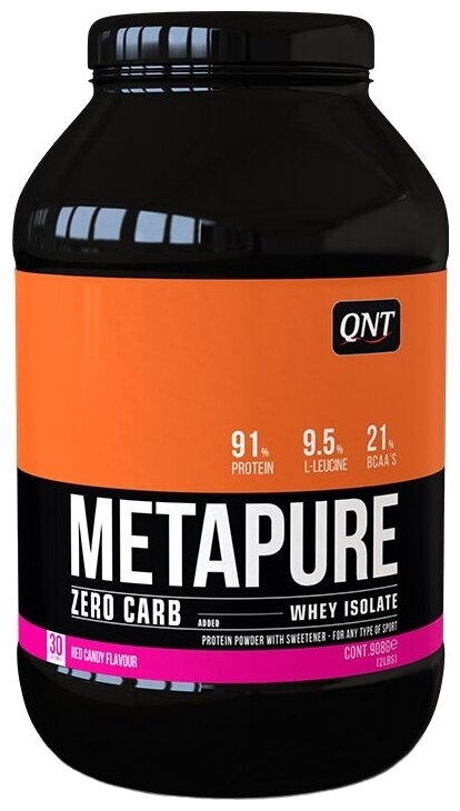 Изолят протеина QNT METAPURE ZERO CARB 908 г, Красная конфета
