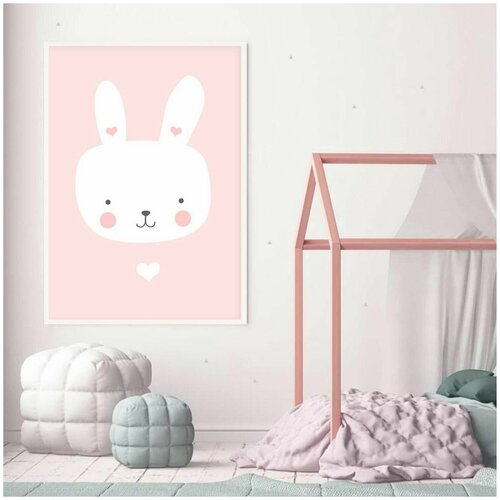 Интерьерный дизайнерский постер Зефирный зайчонок, размер А3, 1 шт