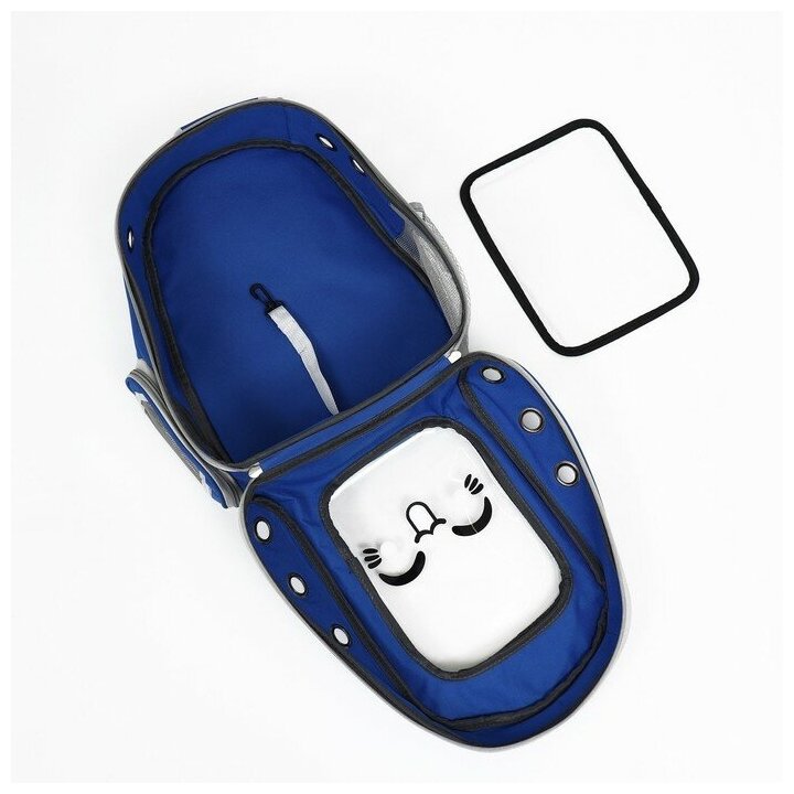 Рюкзак переноска для животных с окном для обзора 310*420*280 мм, синий - фотография № 20