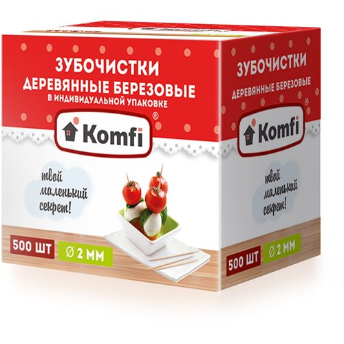 Зубочистки в индивидуальной упаковке упаковка 500шт Komfi мятные мятные зубочистки в индивидуальной упаковке 500 штук