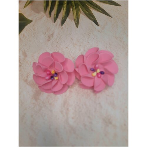 комплект украшений ручной работы розовые цветы с браслетом 17 см Бантики для девочек ручной работы