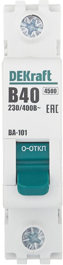 ВА-101 11010DEK Автоматический выключатель однополюсный 40А (4.5 кА, B) Упаковка (12 шт.) DEKraft - фото №2