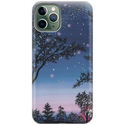 фото Силиконовый чехол на apple iphone 11 pro / эпл айфон 11 про с принтом "деревья и звезды" gosso