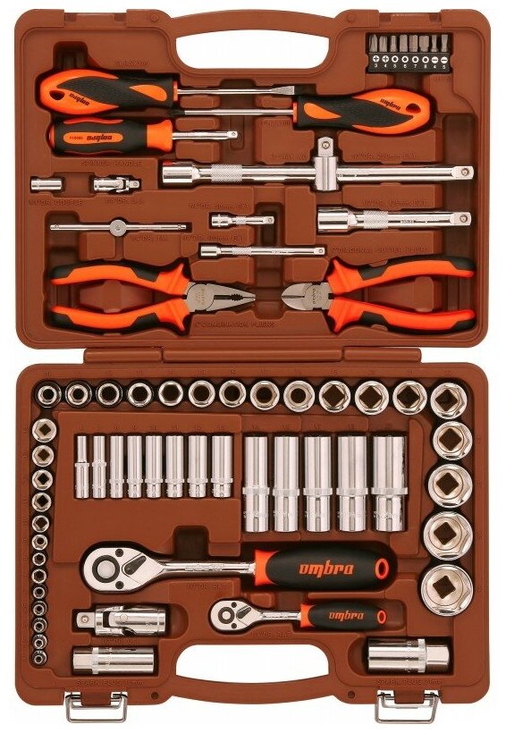 Набор инструмента универсальный 1/4" 1/2"DR 69 предметов Ombra