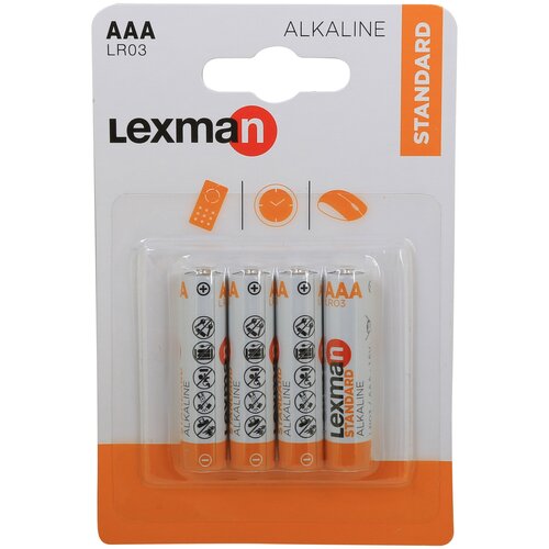 Батарейка Lexman Standard AAA (LR03) алкалиновая 4 шт. батарейка алкалиновая lexman aaa 4 шт