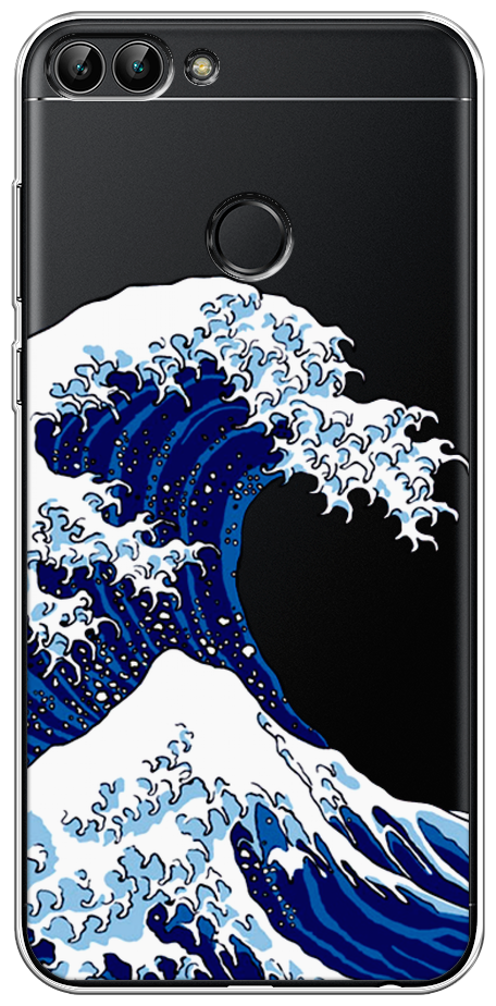 Силиконовый чехол на Huawei P Smart / Хуавей П Смарт "Волна в Канагаве", прозрачный