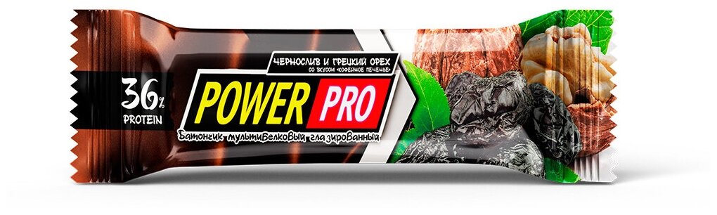 Батончики Power Pro с цельными орехами и фруктами 60 г, 20 шт, вкус: с кусочками вишни