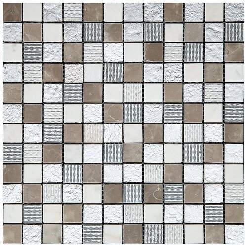 Антискользящая плитка из агломерата Natural Mosaic CPR-2301 серый серебро квадрат
