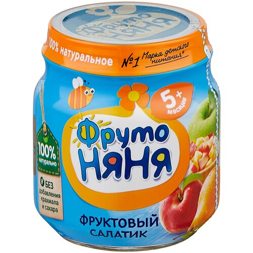 Пюре ФрутоНяня Фруктовый салатик, с 5 месяцев, 100 г пюре heinz фруктовый салатик с 6 месяцев 100 г