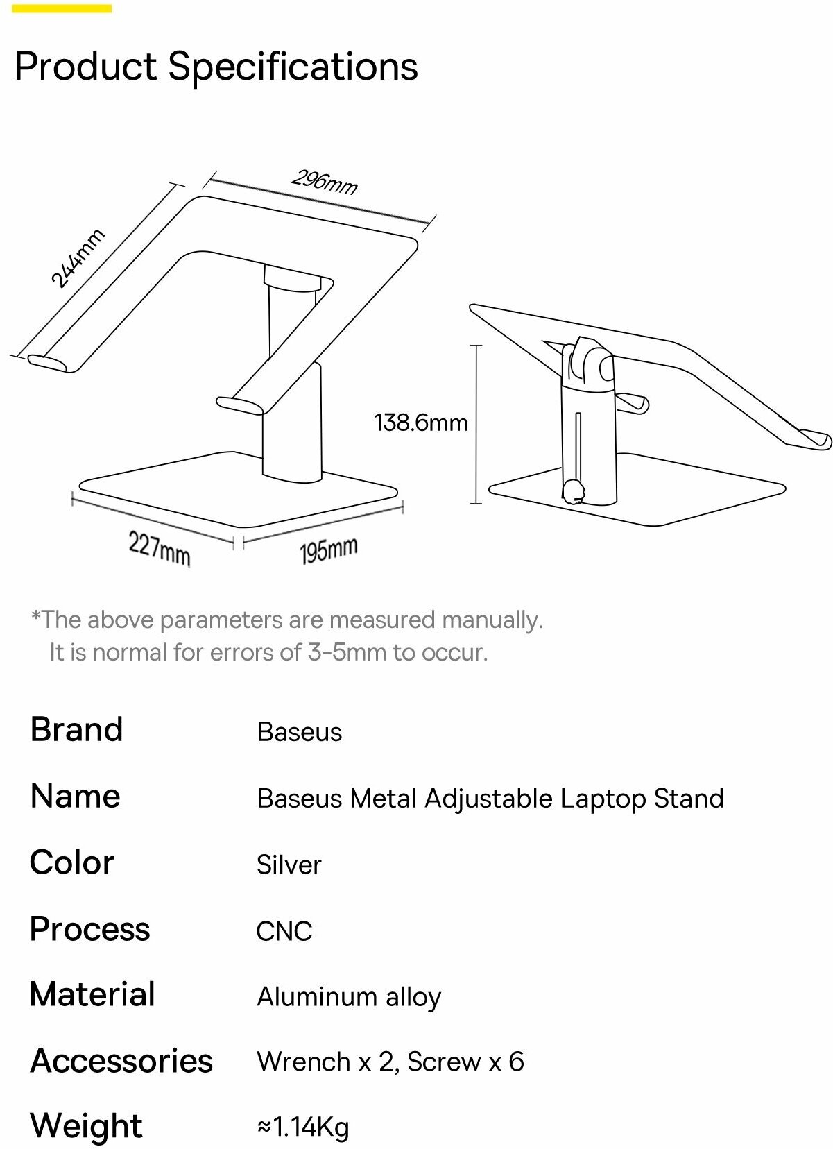Baseus Metal Adjustable Laptop Stand (LUJS000012) - фото №7