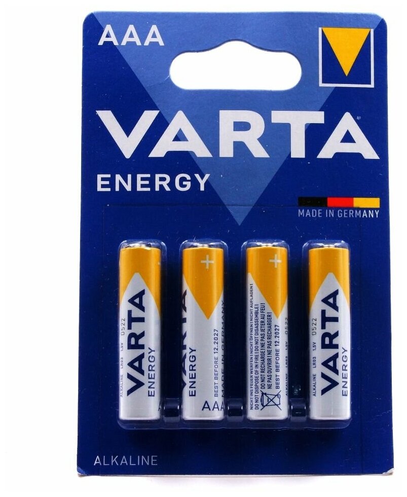 Батарейка VARTA ENERGY AAA LR03 блистер 4 шт. Германия Alkaline BL4