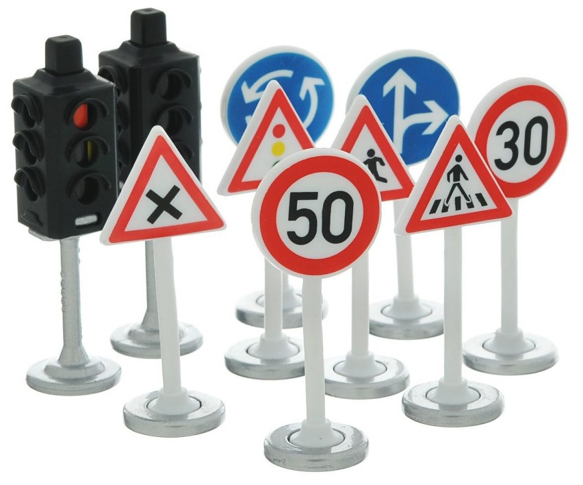 Игровой набор Sikuмасштаб:Светофоры и дорожные знаки пластик - фото №2