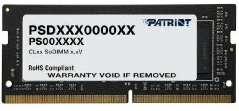 Память SODIMM DDR4 PC4-25600 Patriot Patriot Signature PSD416G320081S, 16Гб