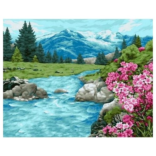 фото Картина по номерам на холсте paintboy "горная река" 40x50 см подарок маме, женщине, девушке на день рождения, gx39208