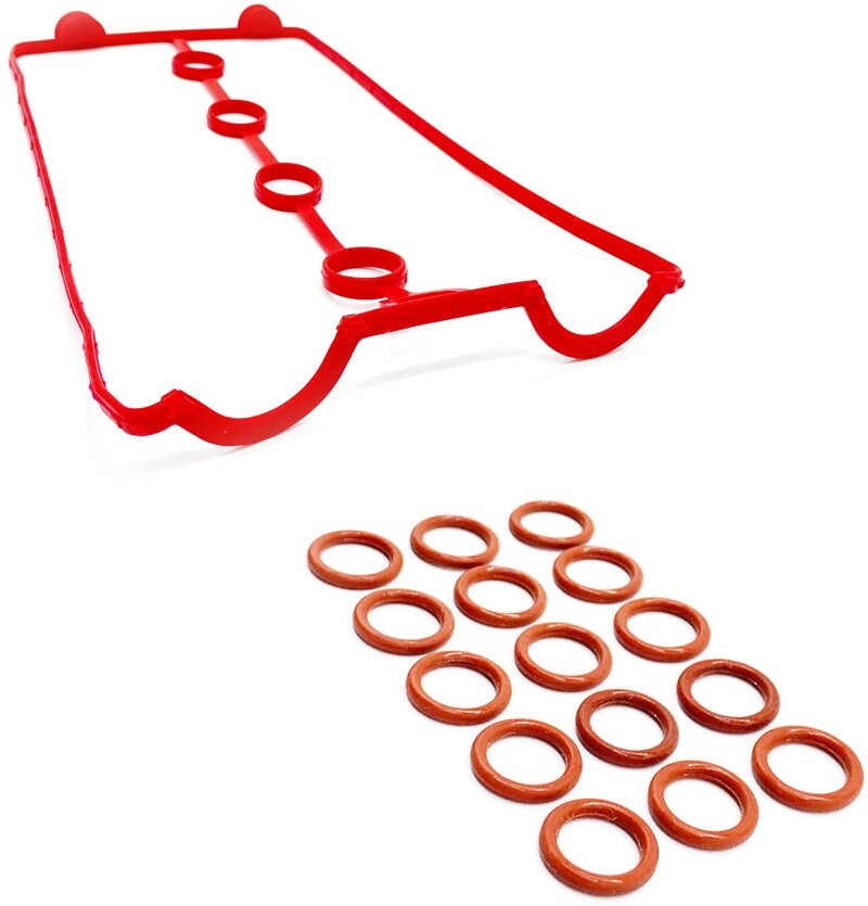 Комплект: прокладка клапанной крышки (1 шт.) + прокладки болта кл. крышки (15 шт.) GM Opel Daewoo Nexia Chevrolet Lacetti Aveo 1.4 / 1.5 / 1.6 DONC