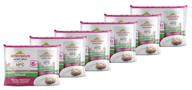 Almo Nature Набор 6 шт.по 55г паучи для Кошек с Тунцом и Курицей (Multipack Classic Tuna and Chicken) 0,33 кг х 6 шт.