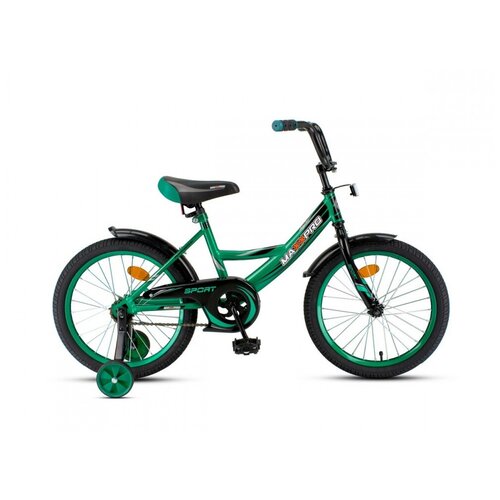 фото Детский велосипед maxxpro sport 18" зелено-черный с боковыми колесами