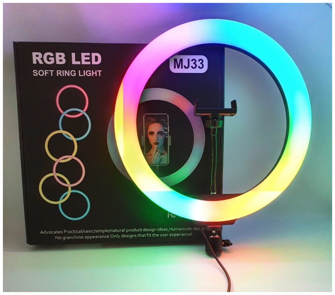 Кольцевая лампа 33 см RGB + штатив 2 м + держатель для телефона "Селфи кольцо RGB LED SOFT RING LIGHT MJ33"