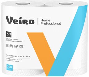 Полотенца бумажные Veiro Home Professional К301 белые двухслойные 2 рул. 320 лист. 20 х 22 см