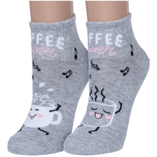 фото Комплект из 2 пар женских носков mark formelle рис. 1990, серые меланж, размер 25-27