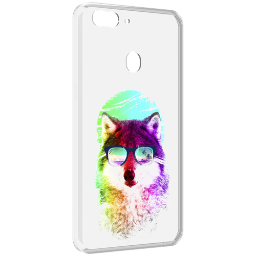 Чехол MyPads радужный волк детский для Oppo Realme 2 задняя-панель-накладка-бампер