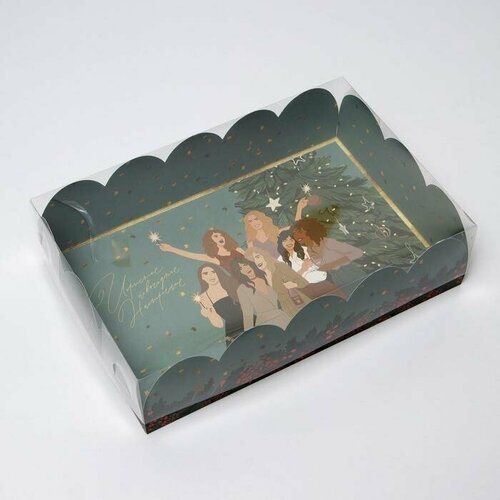 Коробка для кондитерских изделий с PVC крышкой Девчата, 20 х 30 х 8 см, 3 шт
