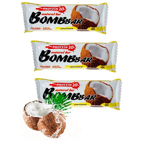 BOMBBAR Протеиновый батончик 60г (3 штуки) (Кокос)