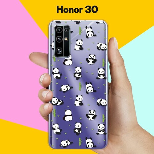 Силиконовый чехол Панды на Honor 30 силиконовый чехол на honor 30 хонор 30 пальмовые ветви арт прозрачный