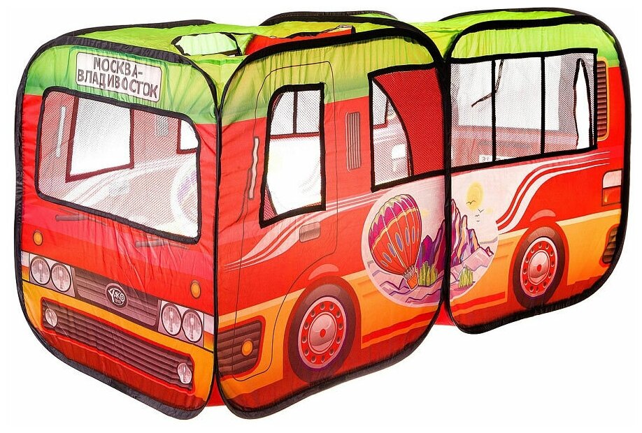 Палатка-автобус Yako toys серия: Солнечное лето, "Москва-Владивосток", в сумке на молнии (Ф86076)