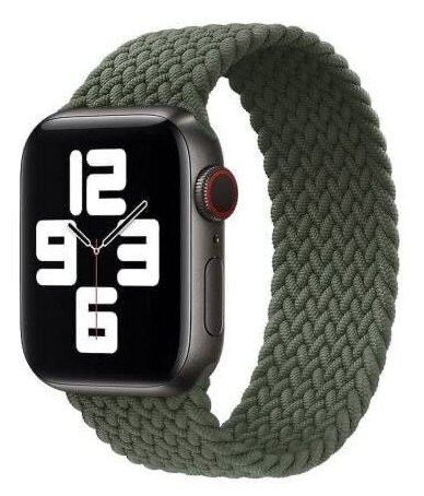 Монобраслет нейлоновый тканевый ремешок для умных часов Apple Watch Series 1-8 и Ultra - 42/44/45/49 мм (эпл вотч) размер M, зеленый