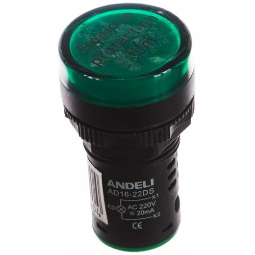 Светосигнальная арматура AD16-22DS(LED) d 22 мм зелёный 220 В AC ADL10-138 ANDELI