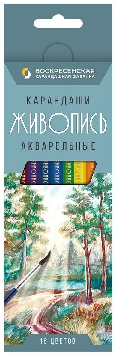 Карандаши цветные акварельные, 18 цветов, заточенные ВКФ - фото №1