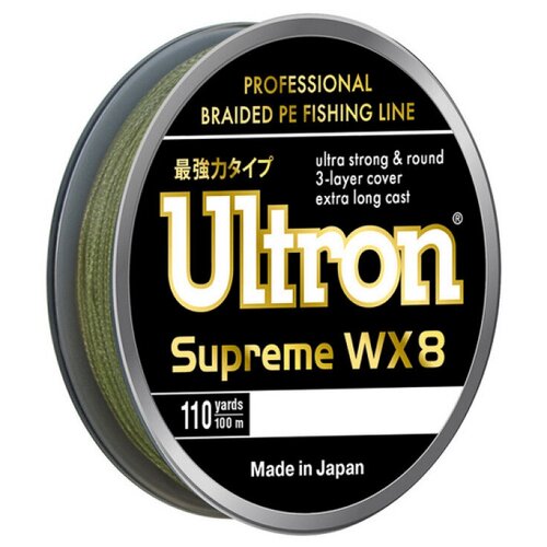 Плетеный шнур ULTRON WX8 Supreme 0.21 мм, 18,0 кг, 100м, хаки