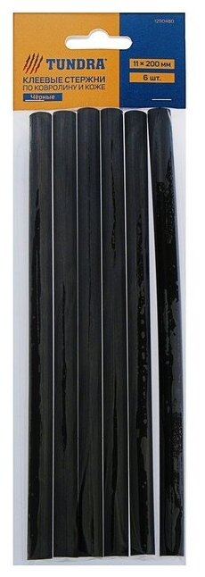 Клеевые стержни тундра, 11 х 200 мм, черные (по ковролину и коже), 6 шт.