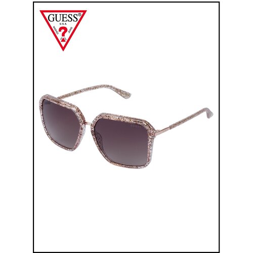 Солнцезащитные очки GUESS, квадратные, оправа: пластик, с защитой от УФ, градиентные, для женщин, коричневый