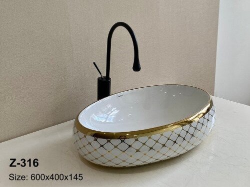 Раковина накладная Zandini Z-316 на столешницу для ванной комнаты без перелива овальная керамическая