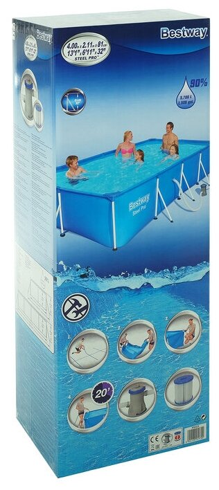 Бассейн каркасный прямоугольный Bestway 400x211x81 см 5700 л - фото №20