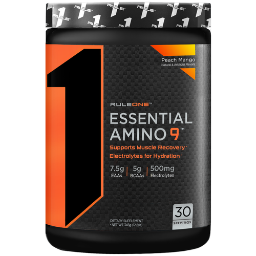 Аминокислоты без кофеина RULE ONE Essential Amino 9 (Персик-манго) 345 г аминокислота rule 1 essential amino 9 energy лимонад blue razz 345 гр