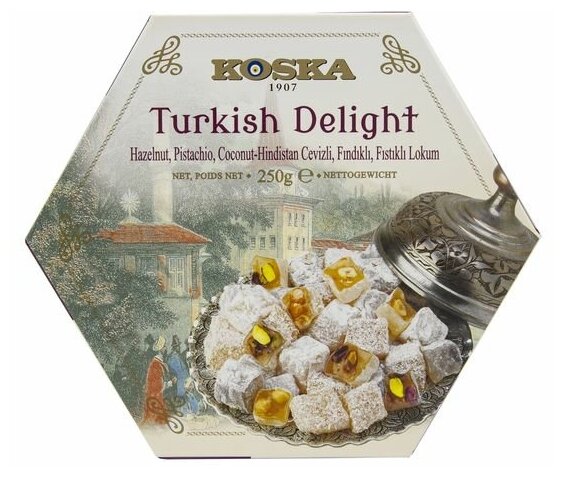 Рахат-лукум с фундуком, фисташками и кокосом (Turkish Delight) Koska | Коска 250г