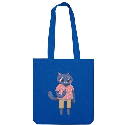 Сумка шоппер Us Basic, синий сумка модный котик серый